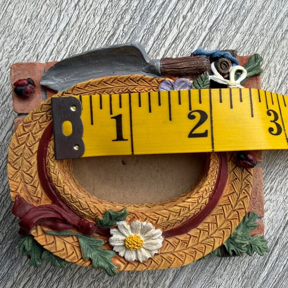 Vintage 1996 Figi Graphics Garden Mini Frame Straw Hat Ladybug Cottagecore 3x3.5